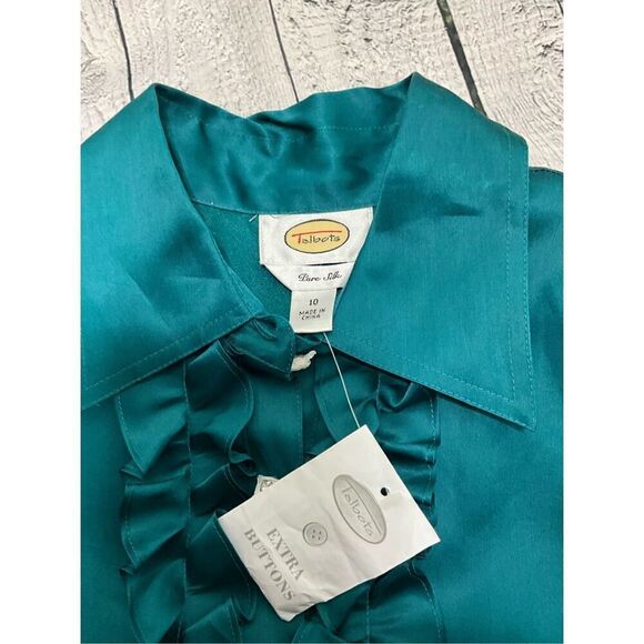 TALBOTS Pure Silk Ruffle Front Blouse - Picture 6 of 6